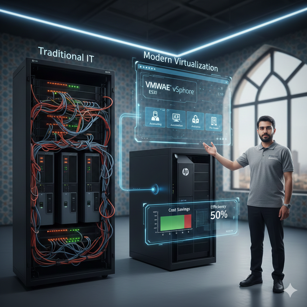 چگونه با مجازی‌سازی (ESXi)، هزینه خرید سرور را ۵۰٪ کاهش دهیم؟